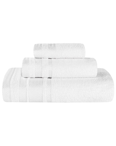 Superior 3pc Zero Twist Cotton Dobby Border Plush Soft Absorbent Towel Set