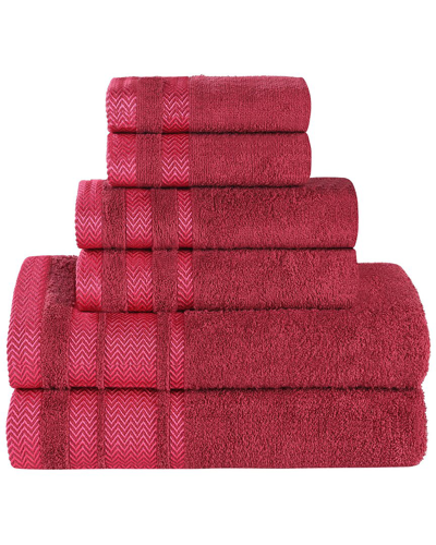 Superior 6pc Zero Twist Cotton Dobby Border Plush Soft Absorbent Towel Set