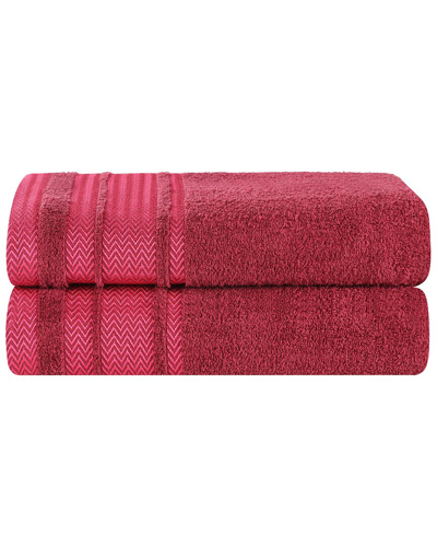 Shop Superior Set Of 2 Zero Twist Cotton Dobby Border Plush Soft Absorbent Bath  Sheets