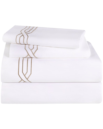 Superior 1200tc Egyptian Cotton Embroidered Geometric Scroll Bed Sheet Set