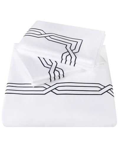 Superior 1200tc Egyptian Cotton Embroidered Geometric Scroll Duvet Cover Set