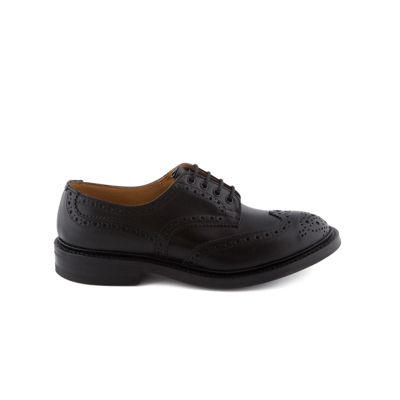 Shop Tricker's Bourton Black Box Calf Derby Shoe (dainite Sole) In Nero