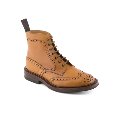 Shop Tricker's Stow Acorn Antique Calf Derby Boot In Cuoio