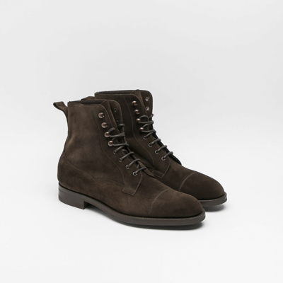 Shop Edward Green Galway Mocca Suede Derby Boot In Marrone
