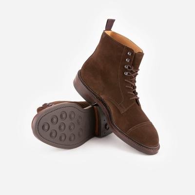 Shop Crockett &amp; Jones Coniston Dark Brown Suede Derby Boot In Marrone