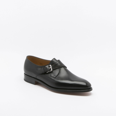 John Lobb Black Calf Monk Strap Shoe In Nero