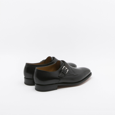 John Lobb Black Calf Monk Strap Shoe In Nero