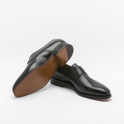 John Lobb Black Calf Monk Strap Shoe In Nero