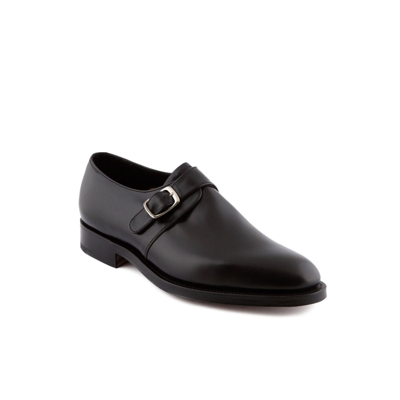 Shop Edward Green Black Calf Monk Strap Shoe In Nero