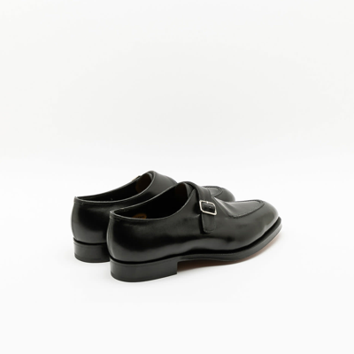 Shop Edward Green Clapham Black Calf Monk Strap Shoe In Nero