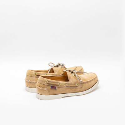 Shop Sebago Beige Camel Suede Unlined Loafer In Sabbia