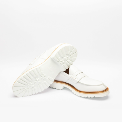 Shop Tricker's White Calf Penny Loafer In Bianco