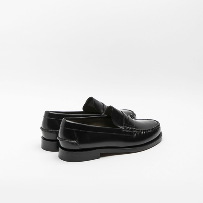 Shop Sebago Classic Dan Black Brushed Leather Penny Loafer In Nero