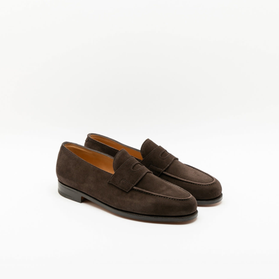 Shop John Lobb Lopez Bruinn Suede Unlined Penny Loafer In Marrone