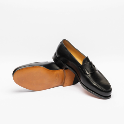 Shop John Lobb Lopez Black Calf Penny Loafer In Nero