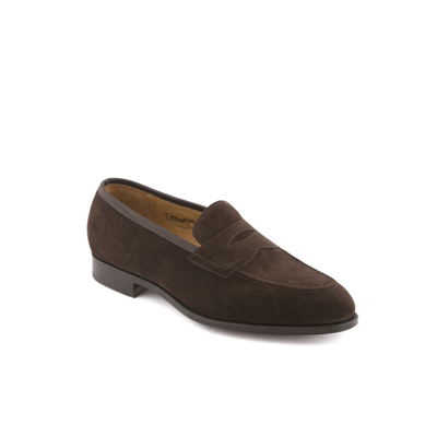 Shop Edward Green Piccadilly Mocca Suede Penny Loafer In Marrone