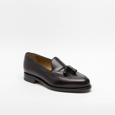 Shop Berwick 1707 Dark Brown Polished Leather Tassel Loafer In Marrone