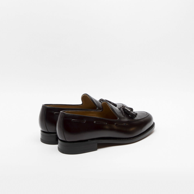 Shop Berwick 1707 Dark Brown Polished Leather Tassel Loafer In Marrone