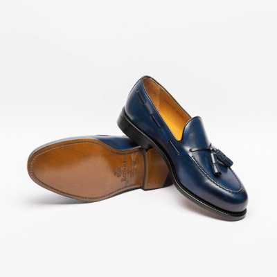 Shop Berwick 1707 Blue Leather Tassels Loafer