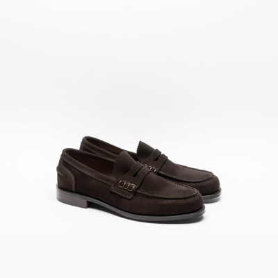 Shop Cheaney Bitter Chocolate Suede Penny Loafer In Marrone