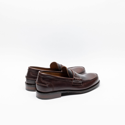 Shop Cheaney Brown Oxford Pull Up Calf Penny Loafer In Bordeaux