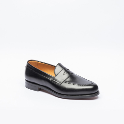 Shop Berwick 1707 Black Polished Leather Loafer In Nero