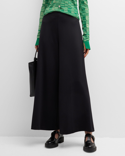 Shop Rosetta Getty Scuba Double-knit Pull-on Wide-leg Culottes In Black