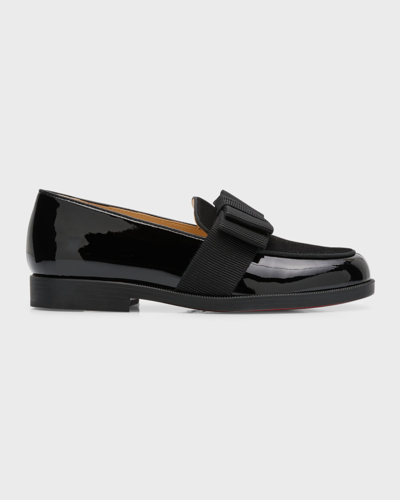 Shop Christian Louboutin Boy's Styletoy Suede And Patent Leather Loafers, Kid In Black