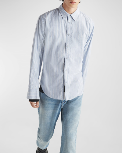 Shop Rag & Bone Men's Fit 2 Engineered Oxford Stripe Sport Shirt In Blustripe