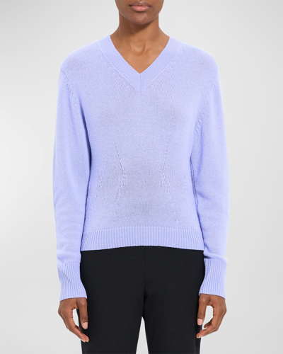 Shop Theory Cashmere Peplum V-neck Sweater In Grotto