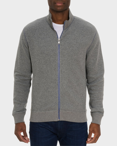 Shop Robert Graham Men's Moser Knit Full-zip Sweater In Grey
