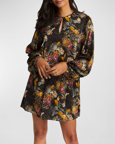 Shop Robert Graham Giselle Floral-print Blouson-sleeve Mini Dress In Multi