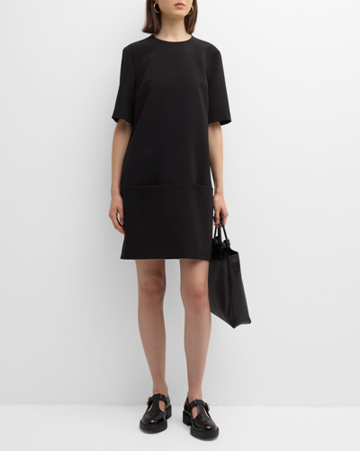 Shop Rosetta Getty Cady Short-sleeve Mini Shift Dress In Black