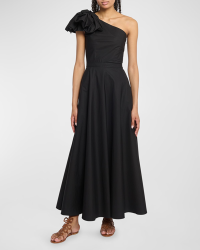 Shop Giambattista Valli Bow One-shoulder Maxi Dress In Black