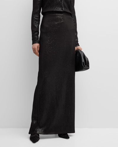 Shop Rosetta Getty Sequin Maxi Skirt In Black
