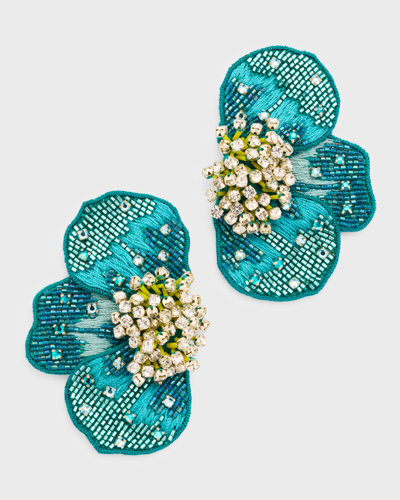 Shop Mignonne Gavigan Gertie Flower Studs In Turquoise