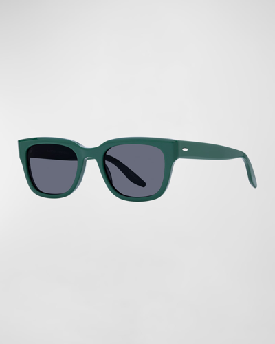 Shop Barton Perreira Men's Stax Plastic Rectangle Sunglasses In Stax Jade Noir