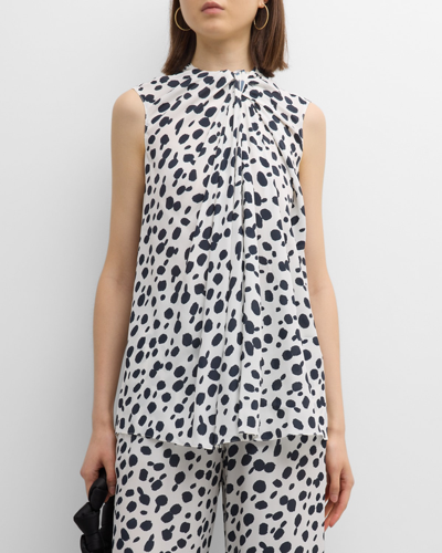 Shop Rosetta Getty Cheetah-print Twisted-neck Sleeveless Top In Blackwhite