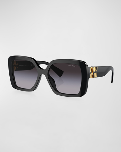 Shop Miu Miu Gradient Acetate & Plastic Butterfly Sunglasses In Black
