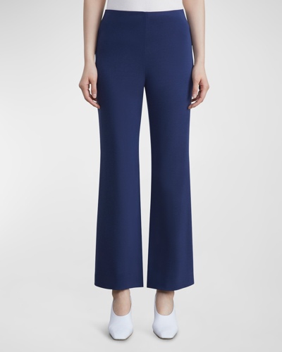Shop Lafayette 148 Regenerated Punto Milano Gates Ankle Flare Pull-on Pant In Midnight Blue