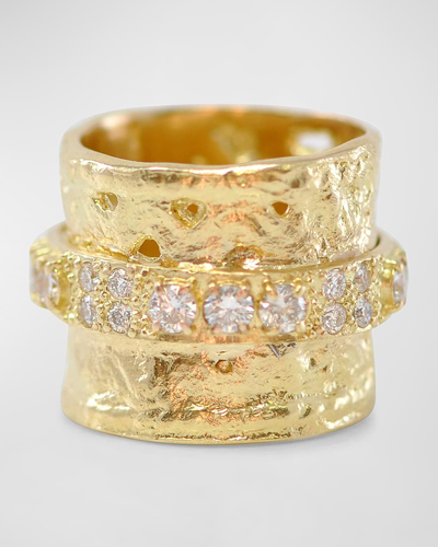Shop Armenta 18k Yellow Gold Large Artifact Band Statement Ring With Diamonds
