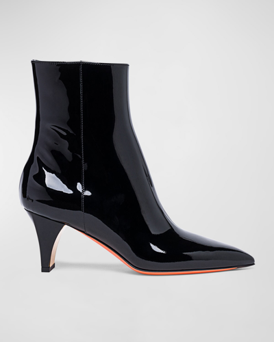 Shop Santoni Delfica Patent Leather Booties In Black