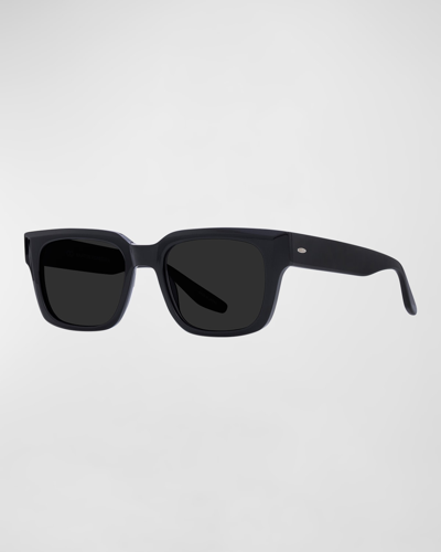 Shop Barton Perreira Men's Zander Plastic Rectangle Sunglasses In Black Noir