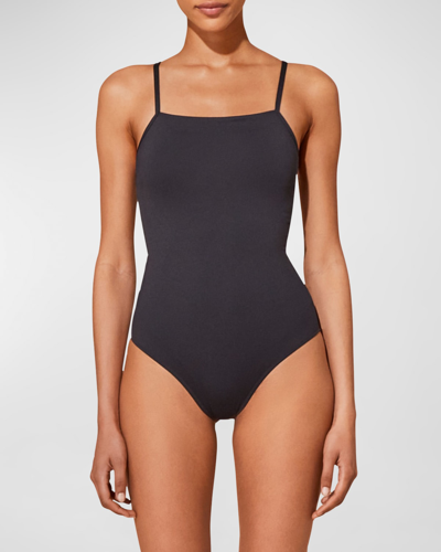 Shop Vilebrequin Solid One-piece Swimsuit In Noir