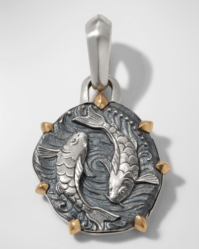 Shop David Yurman Men's Zodiac Pendant In Silver With 18k Gold, 33mm In Pisces