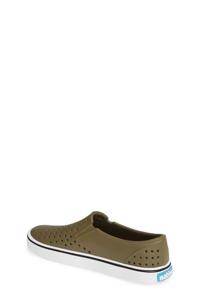 Shop Native Shoes Kids' Miles Slip-on Sneaker In Utility Green/ Shell White