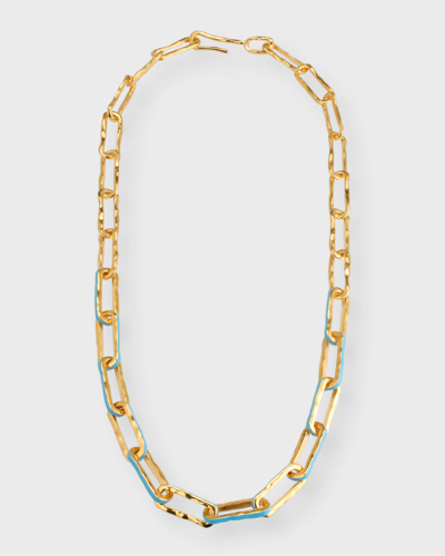 Shop Joanna Laura Constantine Statement Wave Chain Necklace With Enamel In Gold