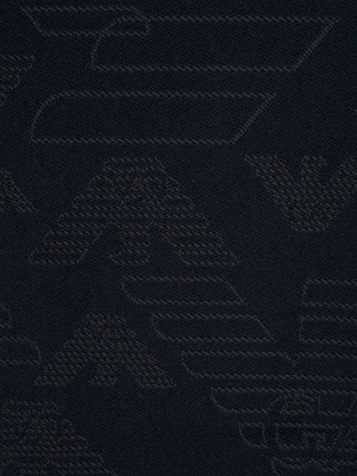 Shop Emporio Armani Allover Logo Wool Scarf In Blue