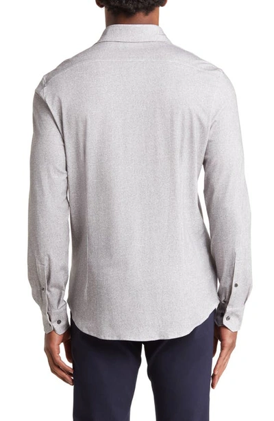 Emanuel Berg Modern 4flex Stretch Cotton Knit Button-up Shirt In Medium Grey