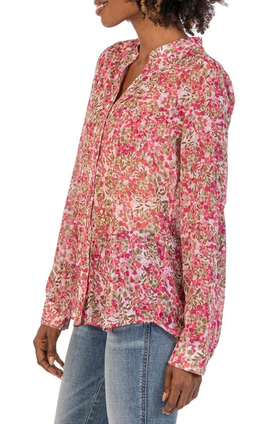 Shop Kut From The Kloth Jasmine Chiffon Button-up Shirt In Nice-magenta/ Spicy Ochre